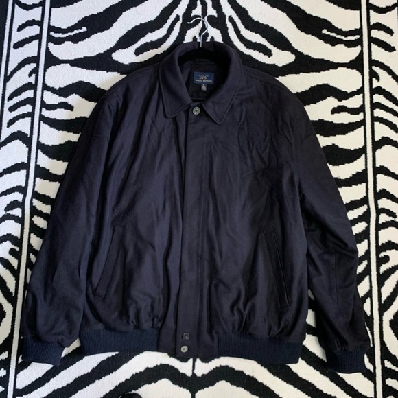 Brooks Brothers Storm System Wool Navy Bomber Coat Jacket XL Blue Zip - Picture 3 of 9